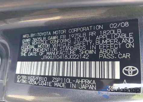 2008 Scion Xd from USA, damaged, VIN JTKKU10418J022142